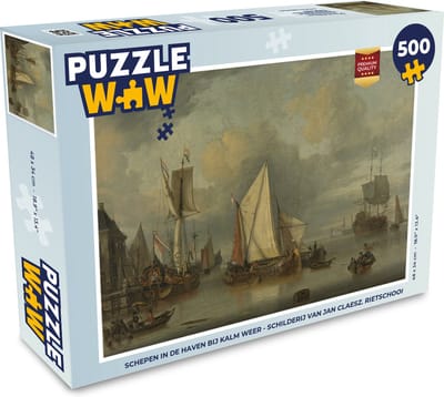 Puzzel Schepen in de haven bij kalm weer - Schilderij van Jan Claesz. Rietschoof - Legpuzzel - Puzzel 500 stukjes