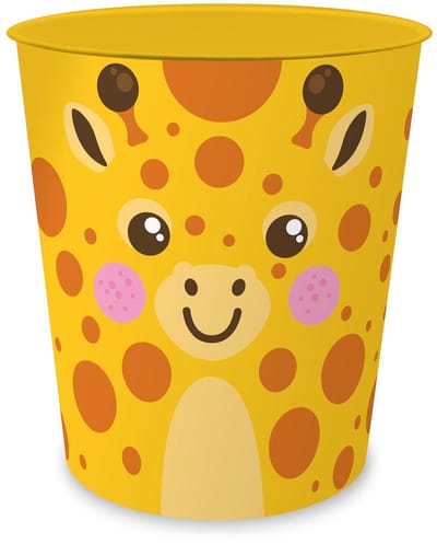 Prullenbak Kinderkamer - Afvalbak Dierenmotief - Bureau Opruimen - Stevige Kunststof - 11 Liter Capaciteit - Giraffe