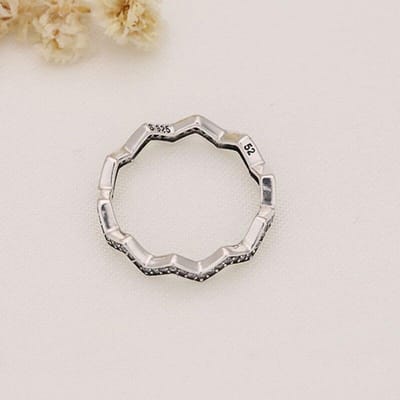 Bague Pan en Argent Sterling 925 Nouvelle Bague Zigzag Brillante Pour Femmes Cadeau Fête de Mariage Bijoux de Mode 7 beige