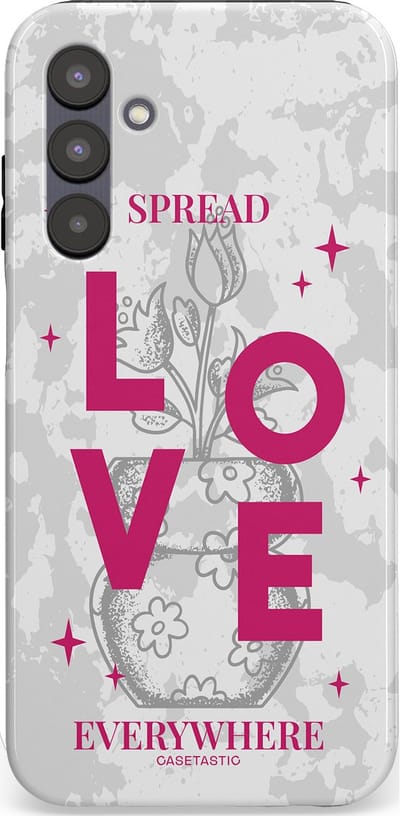 Casetastic hoesje geschikt voor Samsung Galaxy A25 - Dubbellaagse bescherming - Spread Love Everywhere - Grijs Roze - Valentijn - Valentine - Fashion Case - Lichtgrijs Wit Roze