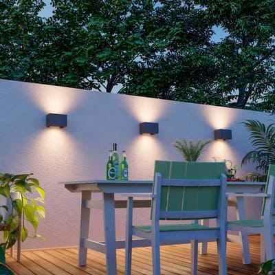Calex LED Wandlamp Venice - Rechthoek - Up & Down - Verstelbare Stralingshoek - 7W - Warm Wit Licht - Voor Binnen en Buiten - Antraciet