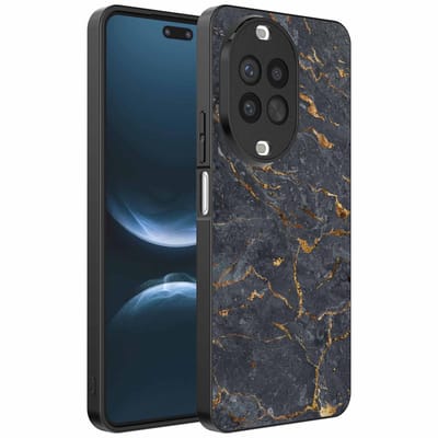 Geschikt voor Huawei Nova 14 Pro Telefoonhoesje met Grijs Goud Marmer Opdruk - TPU Backcover Case Grey Gold Marble Design - Zwart - Smartphonica geschikt voor Huawei Nova 14 Pro