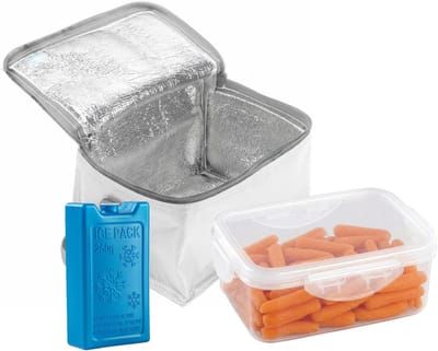 Bellatio Design Lunchtas / koeltas set - 3-delig - wit - 21 x 15 x 13 cm - kantoor / school lunch