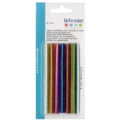6 lijmvullingen glitter 7 mm - Artemio