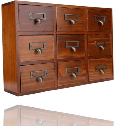 Dailygoods- Opbergdoos Vintage - Houten Opbergdoos met 9 Compartimenten - Organizer voor Sieraden/Kosmetica - Decoratie voor Woonkamer/Kantoor - Afmetingen 37,5 x 25,5 x 10 cm - Opbergkast