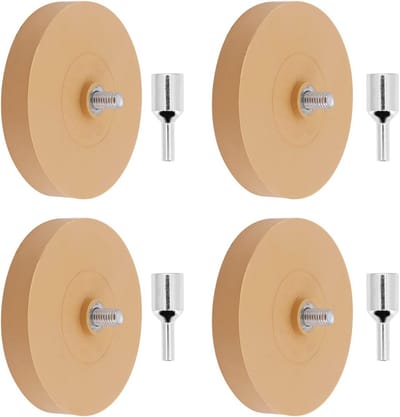 Set van 4 rubberen schijven voor het verwijderen van stickers met adapter - Professionele verwijdering van folie en lijmresten voor voertuigen, auto of motor