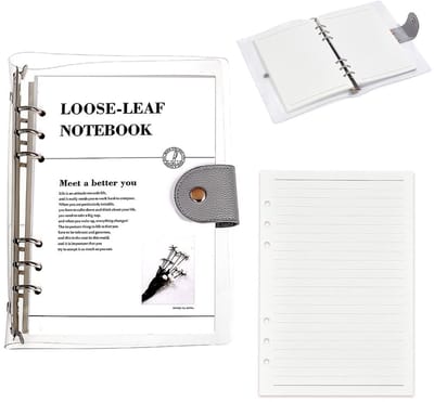 Dailygoods- Notitieboekhoes A5 - 6 Ringen - Transparant PVC - Navulbare Hoezen - Geschikt voor Planners/Dagboeken - Afmetingen 240x172x21,5 mm - Ringband