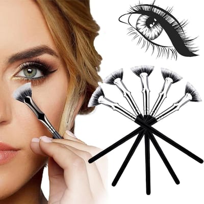 Pack of 5 Angled Fan Eyelash Brushes - Collapsible Wavy Eyelash Brush - Portable Foldable Eyelash Brush voor Natuurlijke Lift Effecten - Zwart
