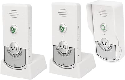 Allecto- Intercom Deurbellen - Draadloos - 1000m Bereik - Intelligent Voice - IP54 - Huizen en Fabrieken - Wit - Buitenbel en 2 Binnenbellen - 2000mAh - Geschikt voor Alle Modellen