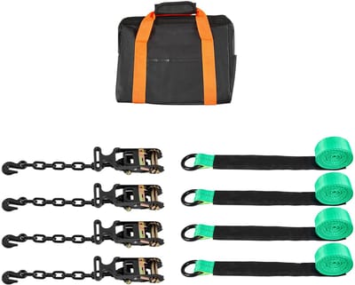 Wielklembevestigingsset, Trekhaak met Band-Stijl, Voertuigbevestigingssysteem met Duurzame Haak, Breeksterkte van 4545 kg en Werklast van 1515 kg, Veilig O-Ringontwerp voor ATV's en SUV's