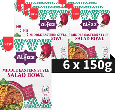 Al’Fez Middle Eastern Salad Bowl - 6 x 150 gram - Vegan Couscous & Spelt Salade - Midden-Oosterse Kruiden - Voordeelverpakking