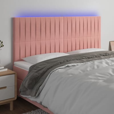 vidaXL - Hoofdbord - LED - 160x5x118/128 - cm - fluweel - roze