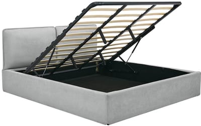 Vente-unique Bed met opbergruimte stof lichtgrijs 180 x 200 cm (Super King Size Bed)