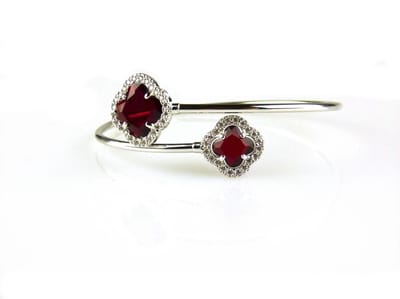 model toi et moi armband in zilver rood