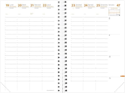 Agenda Planner Zwart-Wit Spiraal 2025 - Weekoverzicht Formaat 16x24 cm - Hoogwaardig Frans Papier