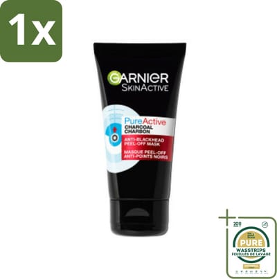 1 x Garnier - Pure Active - Peel-Off Masker - Charcoal - 50 ml- Huid Reinigen - Huid Zuiveren - Huid Poriën Verfijnen - Huid Mee-eters Verminderen - Houtskool Masker