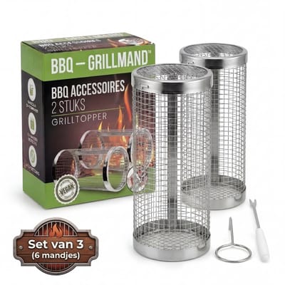Oneproduct BBQ Grillmand - Grillmand voor Groenten en Vlees - RVS - 6 stuks