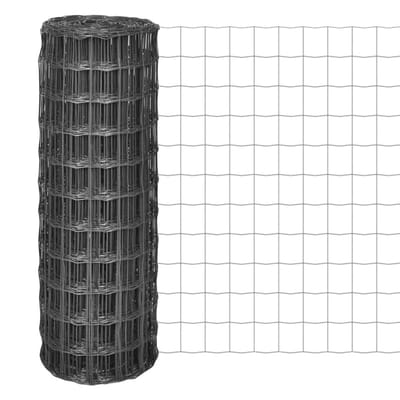 Euro Fence Tuinafsluiting - 10 x 0.8 m - Grijs - PVC Gecoat Staal - Hekwerk voor Tuin, Puppy's en Erfafscheiding - Mazen 77 x 64 mm - Gaas op Rol