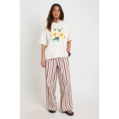 boohoo Dames Poplin Broek Met Wijde Pijpen En Trekkoord | Maat: 34