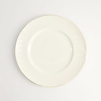 Tokyo Design Studio - Nippon White Gold Rim Bord Wave - 23 cm - Wit met Gouden Rand