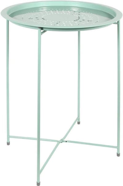 Bijzettafel Metaal - Tafeltje Groen - Buiten Gebruik - Inklapbaar Frame - 47 x 60 x 47 cm - IJzergroen
