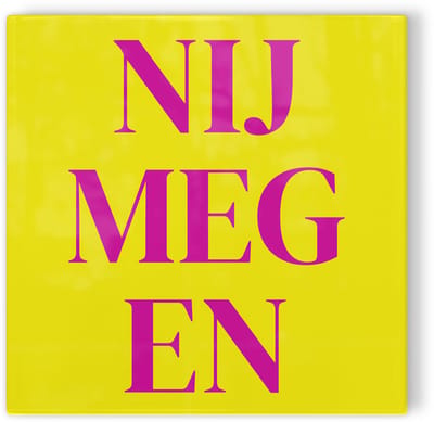Tegeltje Nijmegen - geel roze - tegeltje stad - tegeltje met tekst