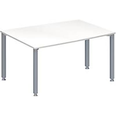 Schäfer Shop Genius vergadertafel MODENA FLEX, ton, 4-poots vierkante buis, B 1400 x D 1000/800 x H 720-840 mm, wit/blank aluminium RAL 9006