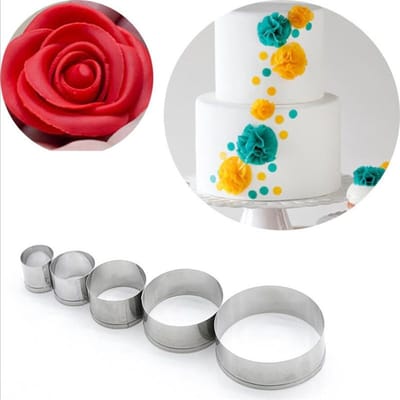 Dailygoods- Uitsteekvormpjes Ronde - 5 Stuks - Koekjes Uitsteekvormpjes - Multifunctioneel - Roestvrij Staal - Voor Gebak/Pizza - Koekjesuitsteekvorm