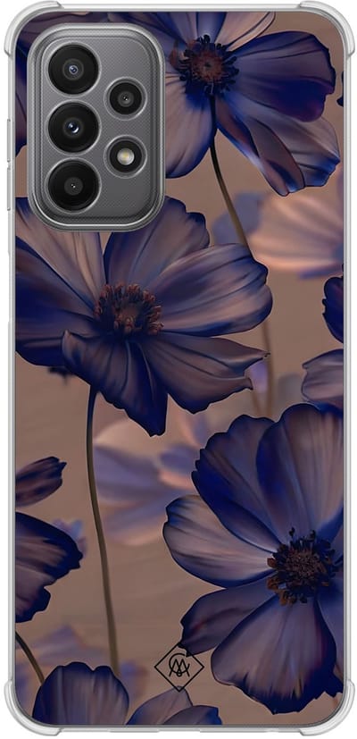 Casimoda® hoesje - Geschikt voor Samsung Galaxy A23 - Twilight Petals - Shockproof case - Extra sterk - Siliconen/TPU - Paars, Transparant
