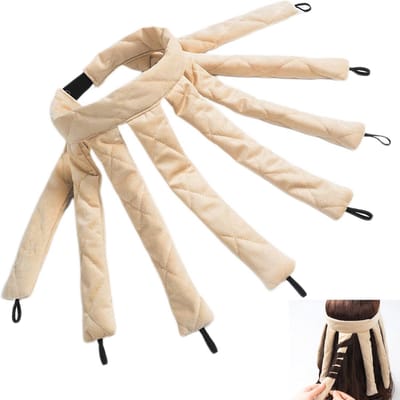 SnelShoppen - Octopus Heatless Curlers Headband - Behaaglijke Krullers zonder Hitte - 1 Stuk Beige voor Droog en Nat Haar - Geschikt voor Korte en Lan