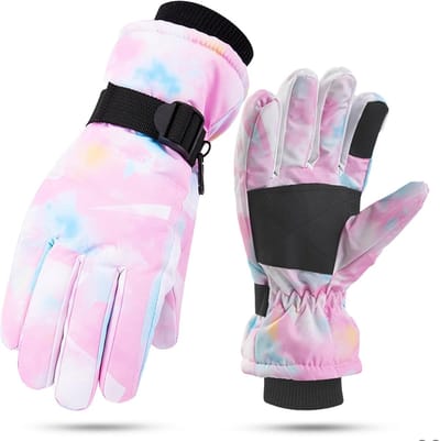 Winter skihandschoenen voor kinderen - Waterdicht en antislip - Warm fleecemateriaal - Geschikt voor jongens en meisjes van 5-9 jaar - Geschikt voor sleeën, snowboarden, schaatsen en fietsen - Skihandschoenen voor jongens en meisjes