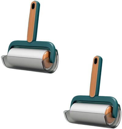 2-stuks Pluizenverwijderaar met afscheurmechanisme - Roller pluizenverwijderaar - Roller sterke dierenhaarverwijderaar - 55 scheuren - Geschikt voor het verwijderen van dierenhaar, banken, kleding, tapijten, beddengoed - Groen en oranje