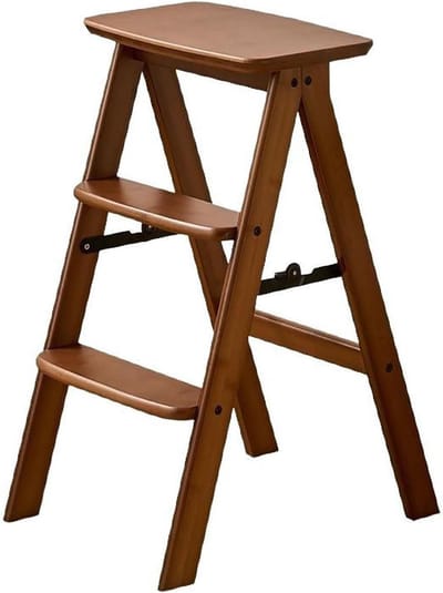 Opstap kruk - Krukje Hout - Hoge plekken bereiken - Opvouwbaar ontwerp - 635 cm hoog - Bruin