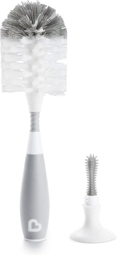 Munchkin flessenborstel - Bristle - Flessenborstel - Schoonmaakborstel - Met Zuignap - Fles en Speen Borstel - Grijs