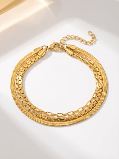 Lundholm Luxe Armband Dames Goud kleurig - Premium Stainless Steel Jewellery - Bedel Armband - My Lianne Serie - Dubbele Armband Vrouwen Cadeautjes tip - Scandinavisch Design