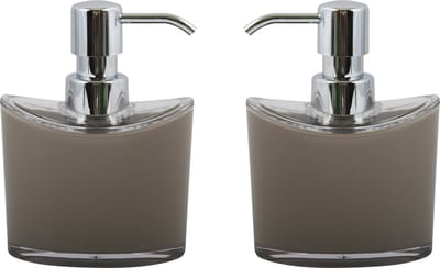 MSV Zeeppompje/dispenser Aveiro - 2x - PS kunststof - beige/zilver - 11 x 14 cm - 260 ml