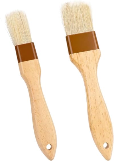 Set van 2 Houten Handgrepen Oliekwasten voor Sauzen, Eieren en Marinades - Keukenaccessoires voor Koken en Bakken