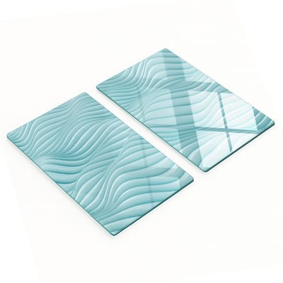 Decoratieve snijplanken van gehard glas met golvenpatroon in blauw, 2x30x52 cm