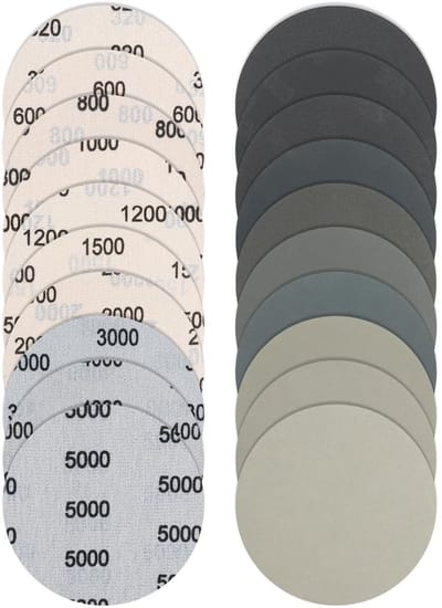 Dailygoods - Bolatus Schuurpapier, 36 stuks, 125 mm, klittenband, natte droge schuurschijven, rond, excentrische schuurmachine voor auto, metaal, hout (met korrel 320/600/800/1000/1200/1500/2000/3000/4000/5000)