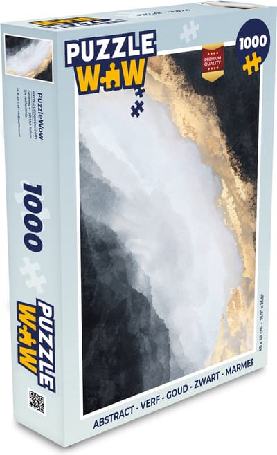 Puzzel Abstract - Verf - Goud - Zwart - Marmer print - Legpuzzel - Puzzel 1000 stukjes volwassenen