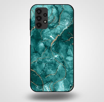Smartphonica Telefoonhoesje voor Samsung Galaxy A13 4G met marmer opdruk - TPU backcover case marble design - Goud Groen geschikt voor Samsung Galaxy A13 4G