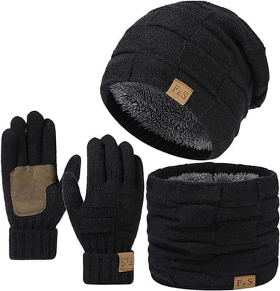 Dikke Gebreide Muts Sjaal En Handschoenen Set 3 Delen Voor Heren Extra Warme Winteraccessoires Voor Koud Weer En Buitens Activiteiten