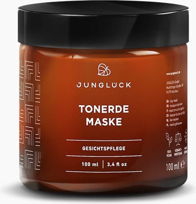JUNGLÜCK | Klei Masker | Crèmeachtig masker voor een heldere teint | Verwijdert onzuiverheden en huidschilfers | witte & rode klei, 1% Zinc PCA | 100 ml
