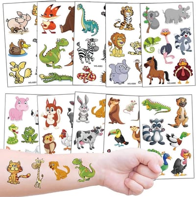 Dieren Tijdelijke Tatoeages voor Kinderen - 10 Vellen voor Verjaardagsfeestjes en Cadeaus
