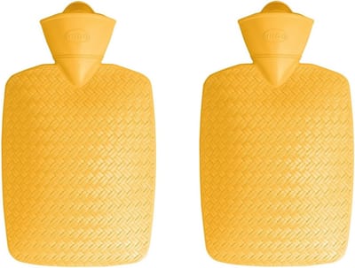 2x stuks kunststof kruik geel 1,8 liter zonder hoes - Warmwater kruiken