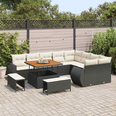 vidaXL - Tuinbank - Set - 12 - st - 12-Aantal - zitplaatsen - Zwart - en - Crème