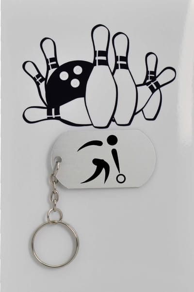 bowlen sleutelhanger inclusief kaart - sport cadeau - sporten - Leuk kado voor je sporter om te geven - 2.9 x 5.4CM