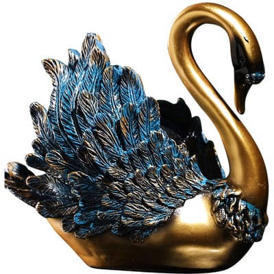 Ornement Cygne Résine Fond Plat Plume Vive Moderne Délicat Sculpture Cygne Décoration Bureau Type gray