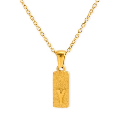 Marama - Ketting Letter Y Goud Glitter - stainless steel - gold plated - tijdloos - nikkelvrij - letter Y - persoonlijke ketting - letterketting - liefde - damesketting met hanger