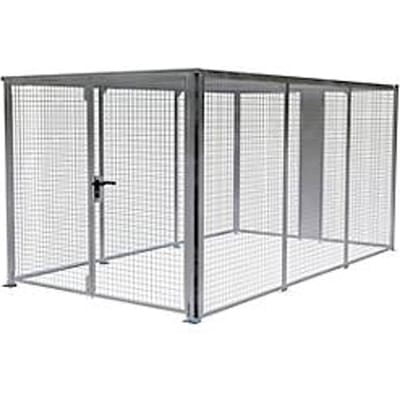 Opbergbox LBM 4500, afsluitbaar, dubbele vleugeldeur, B 2160 x H 1985 mm, voor vloermontage, modulair systeem, B 2450 x D 4460 x H 2100, thermisch verzinkt